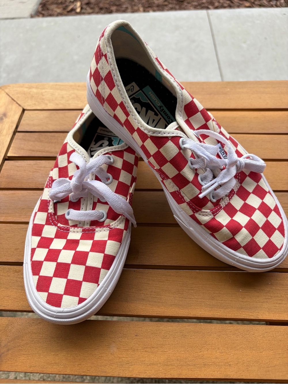 Vans Red and White Checkerboard Sneakers